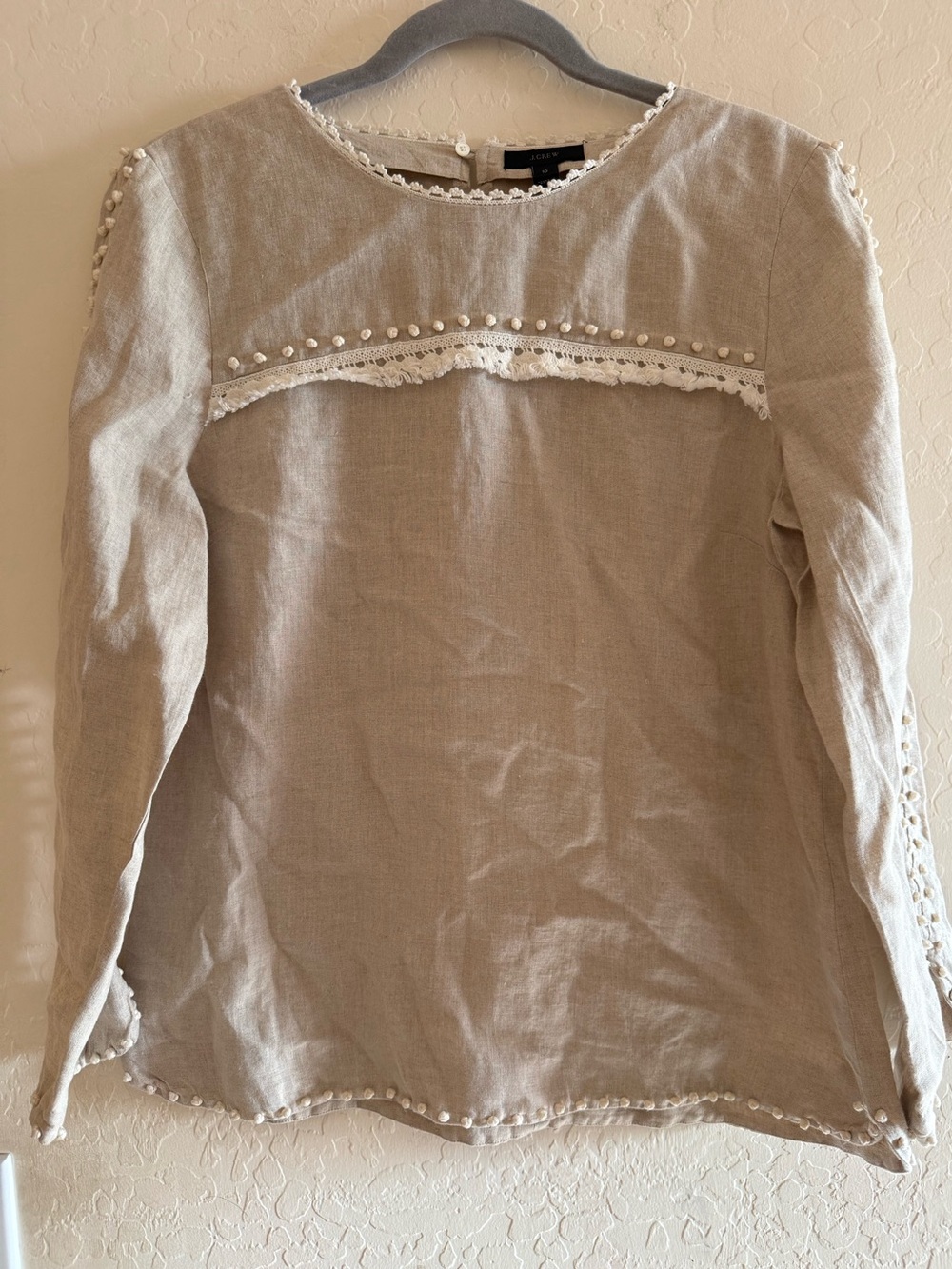 J.Crew. Size 10, beige linen blouse